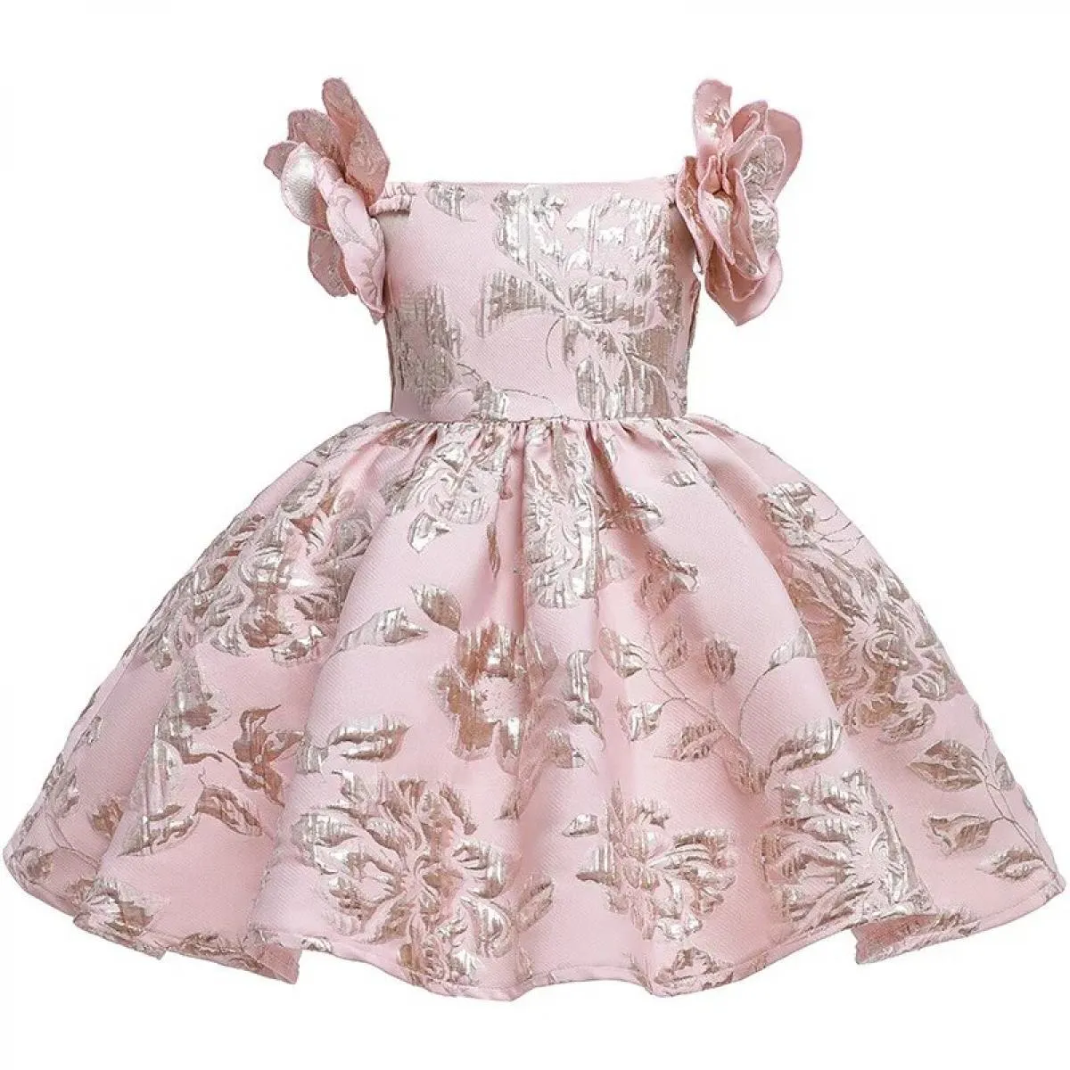 0 Abito per bambini di 6 anni 2022 Capodanno Festa di compleanno di Natale Nuovo fiore monospalla ricamato jacquard