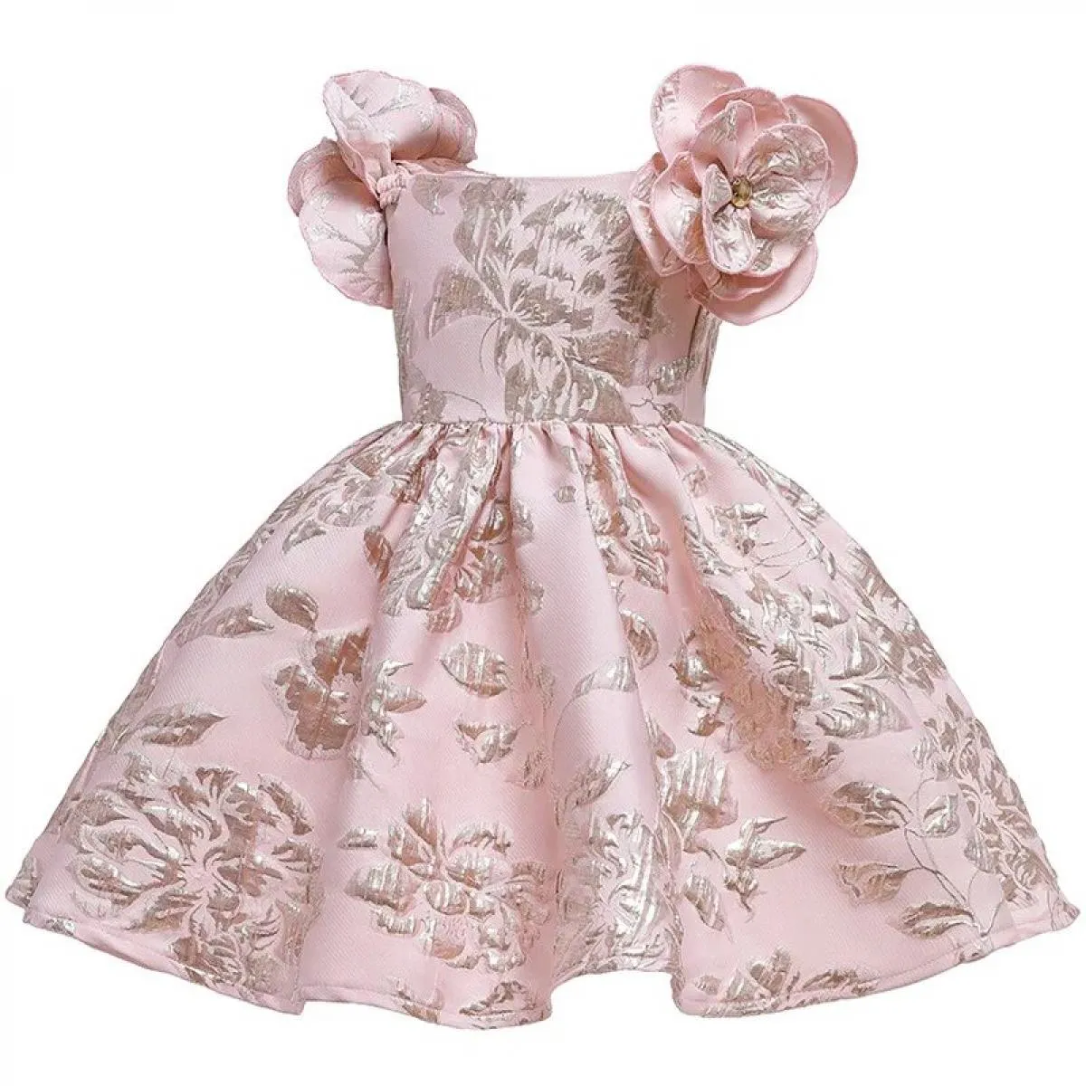 0 Abito per bambini di 6 anni 2022 Capodanno Festa di compleanno di Natale Nuovo fiore monospalla ricamato jacquard