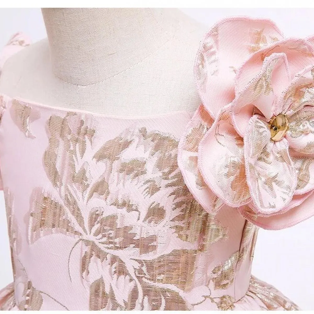 0 Abito per bambini di 6 anni 2022 Capodanno Festa di compleanno di Natale Nuovo fiore monospalla ricamato jacquard