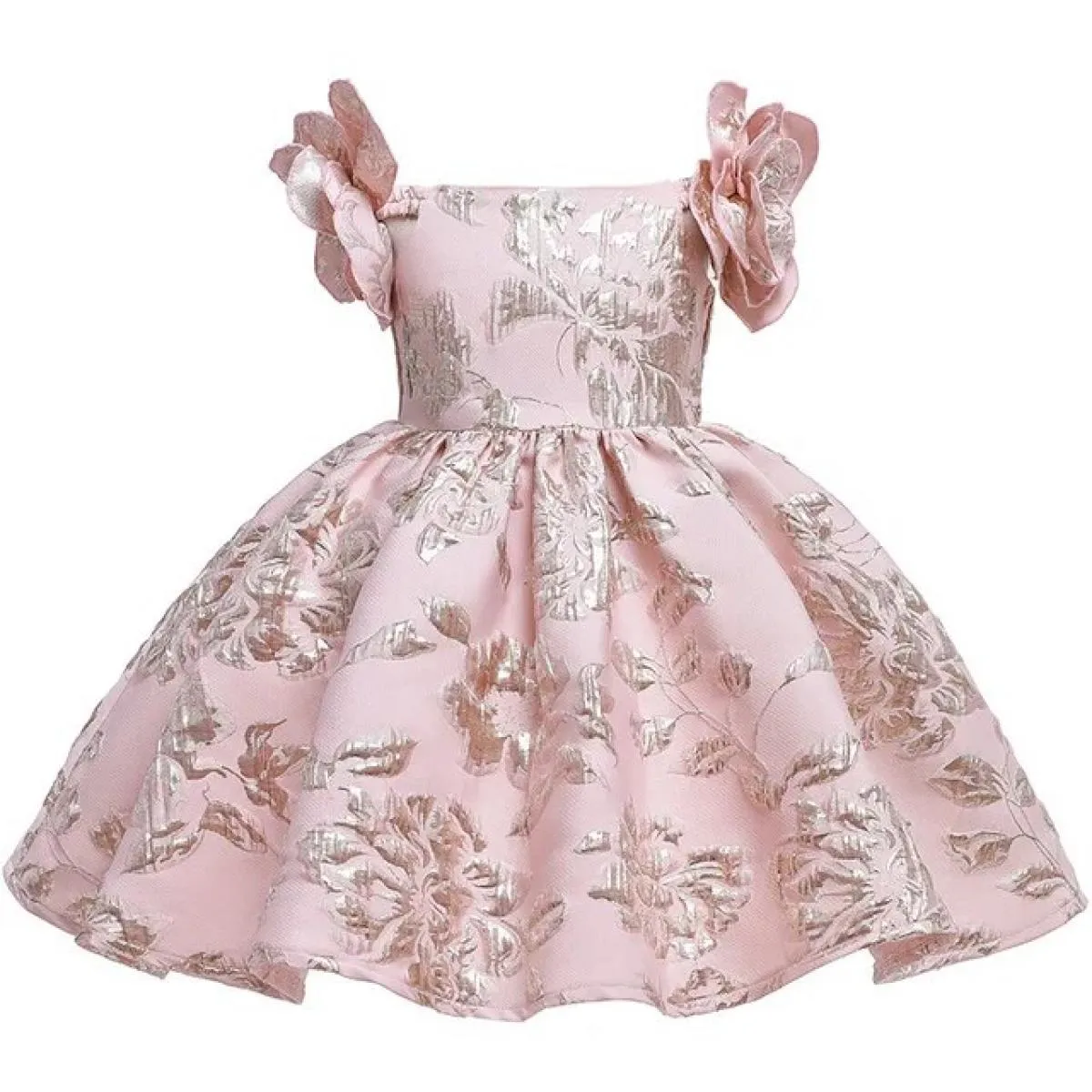 0 Abito per bambini di 6 anni 2022 Capodanno Festa di compleanno di Natale Nuovo fiore monospalla ricamato jacquard