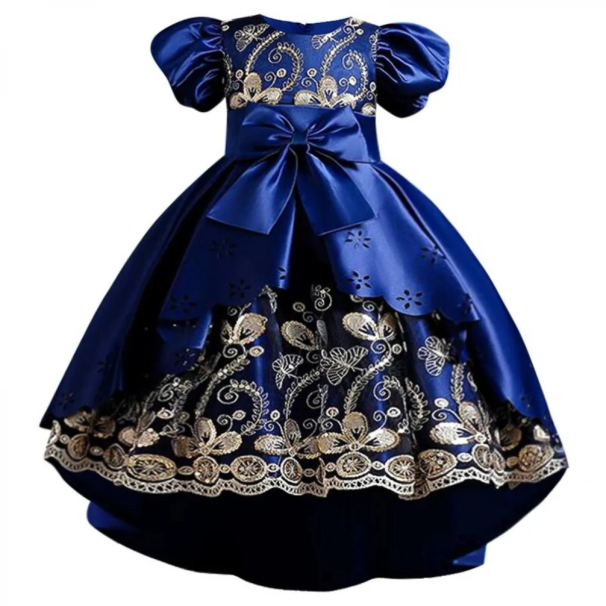 Abbigliamento per bambini Abito per bambini Paillettes ricamate Principessa Ragazza Natale Festa di compleanno Manica a pallonci