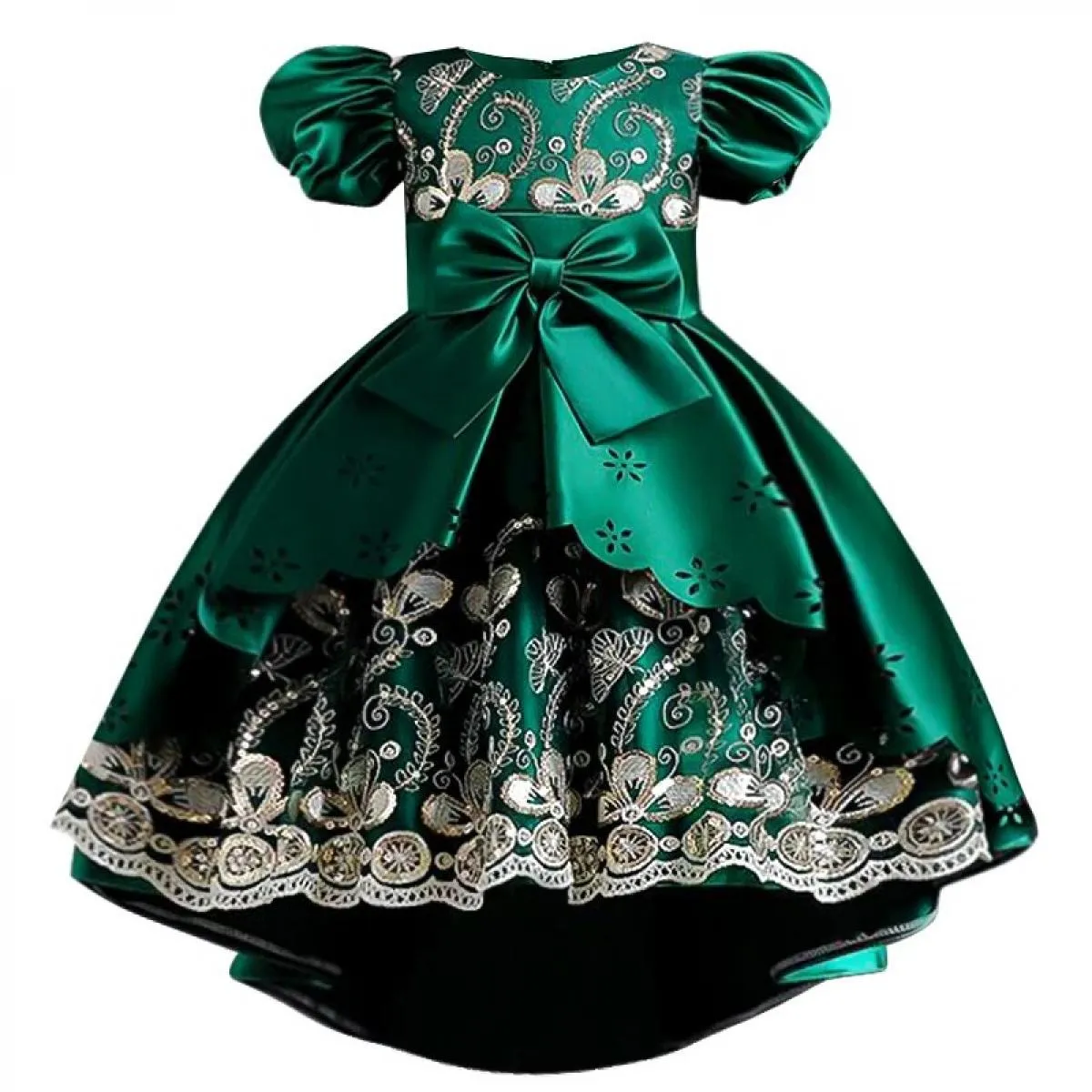Abbigliamento per bambini Abito per bambini Paillettes ricamate Principessa Ragazza Natale Festa di compleanno Manica a pallonci