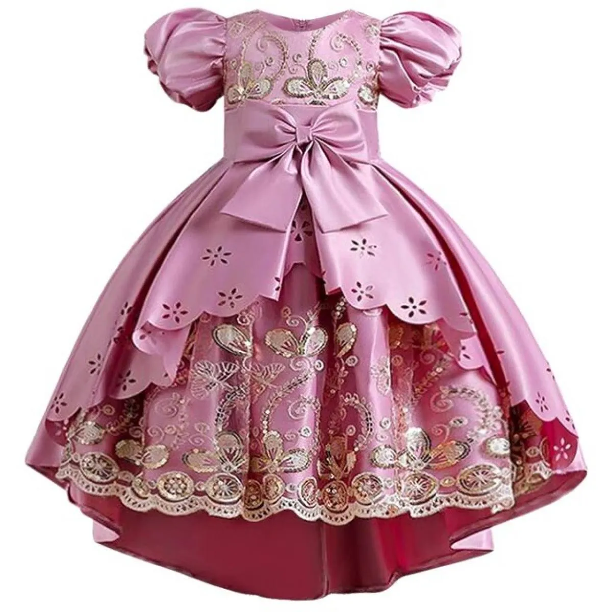 Abbigliamento per bambini Abito per bambini Paillettes ricamate Principessa Ragazza Natale Festa di compleanno Manica a pallonci