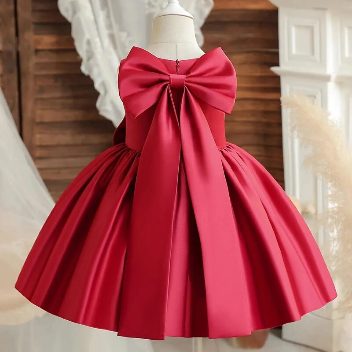 Abito da bambino rosso di Natale per ragazze Elegante abito da festa di Capodanno per bambini Principessa Festa di compleanno Ab