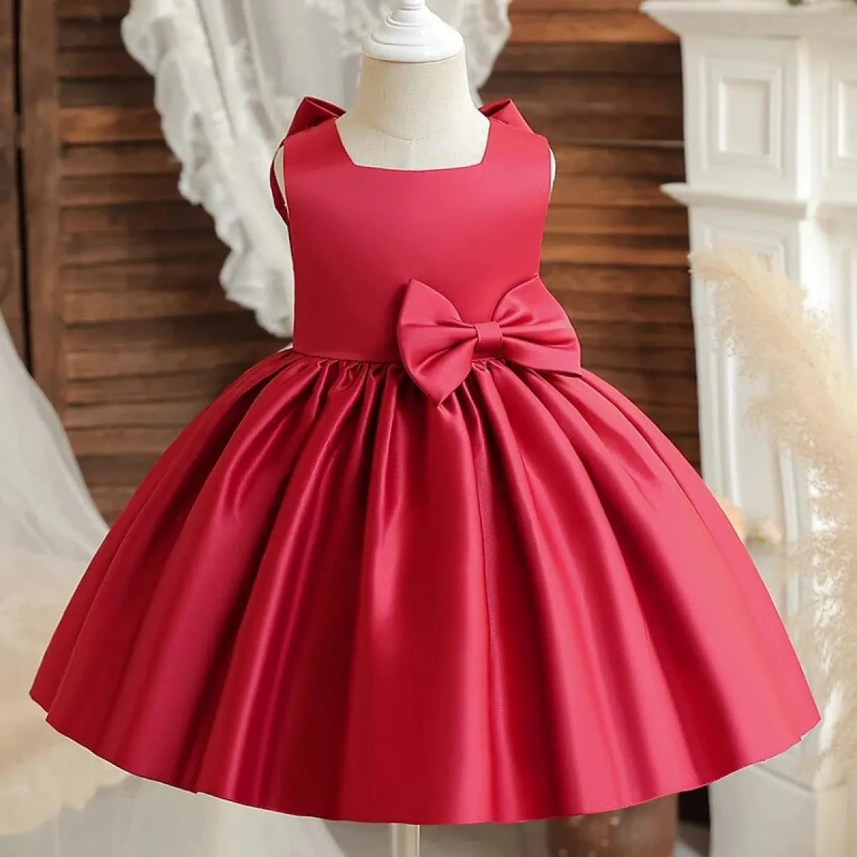 Abito da bambino rosso di Natale per ragazze Elegante abito da festa di Capodanno per bambini Principessa Festa di compleanno Ab
