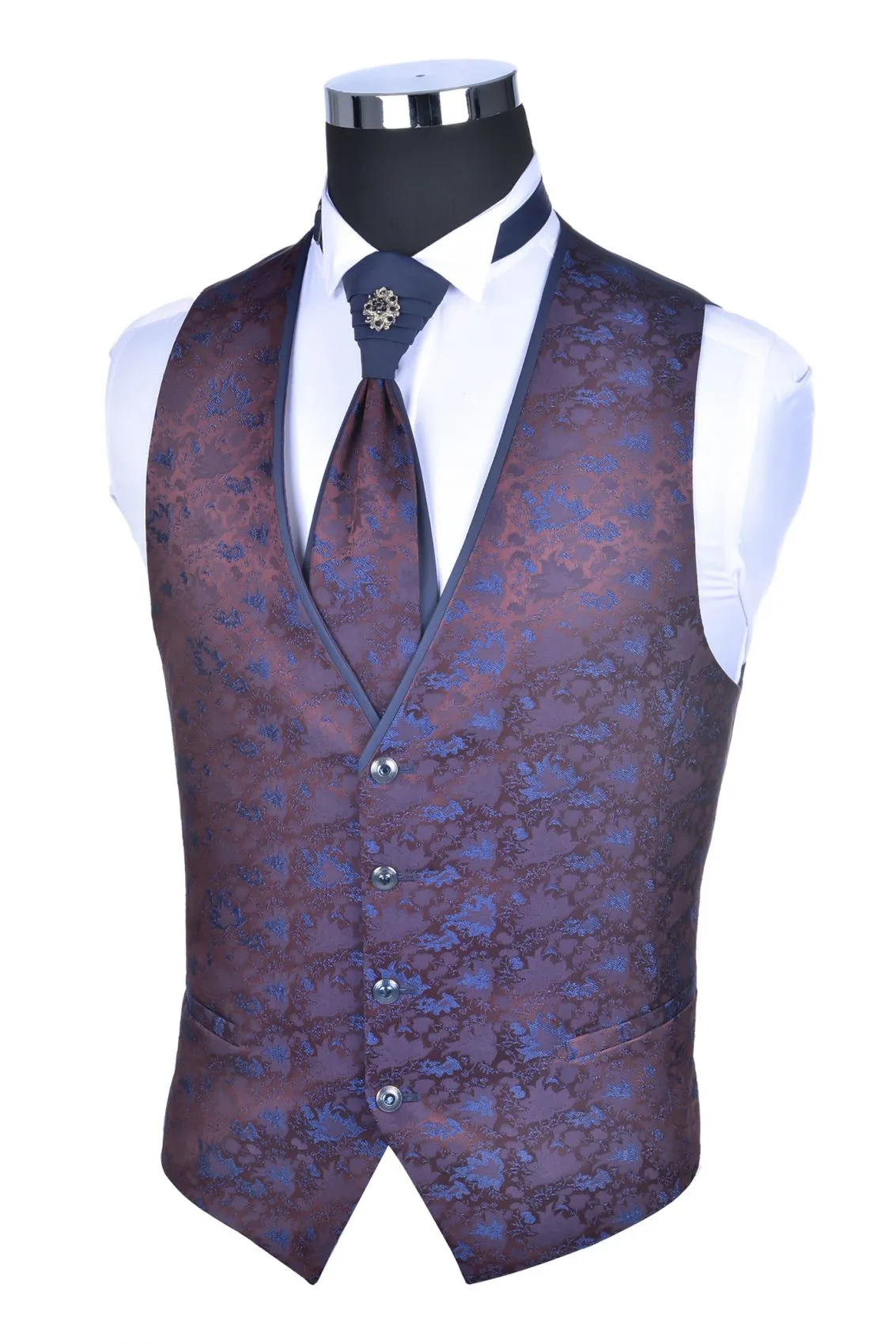 Abito da sposo con gilet e cravatta baggi slim fit