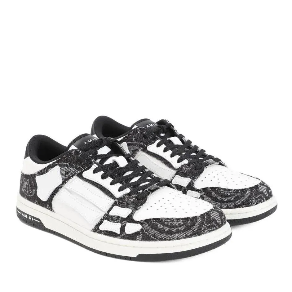 Amiri Bandana Denim Skeleton Top Low Sneakers Black 