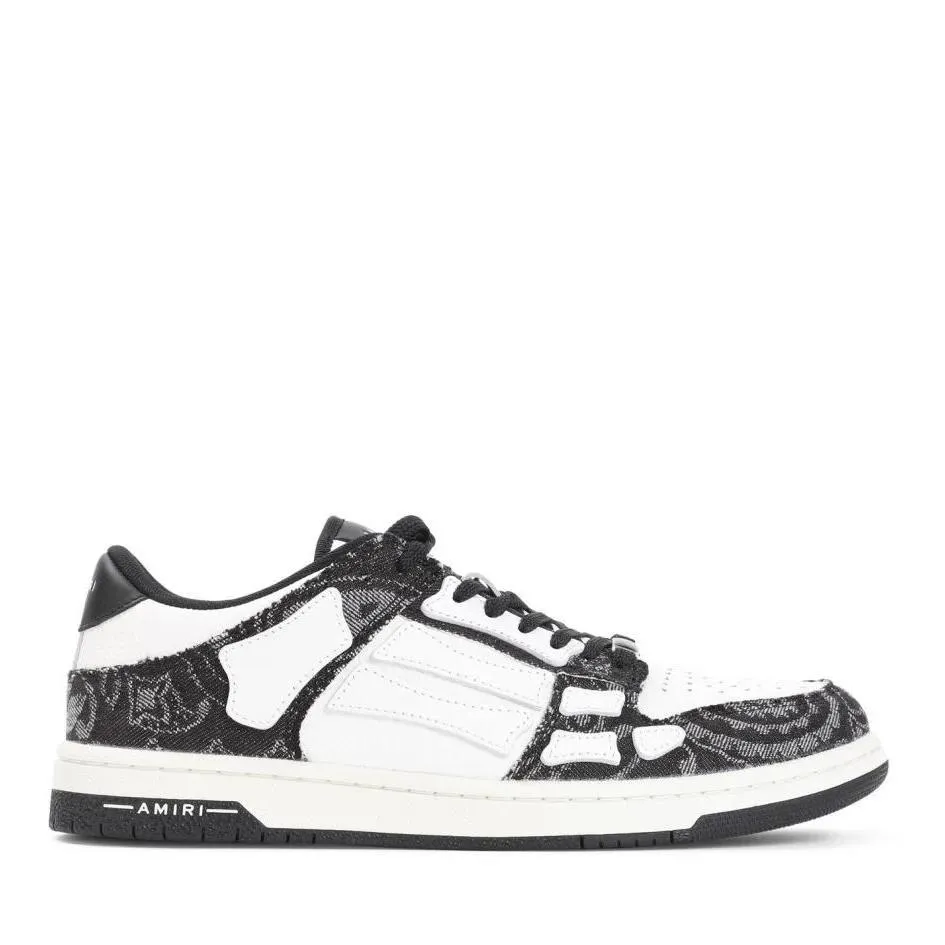 Amiri Bandana Denim Skeleton Top Low Sneakers Black 