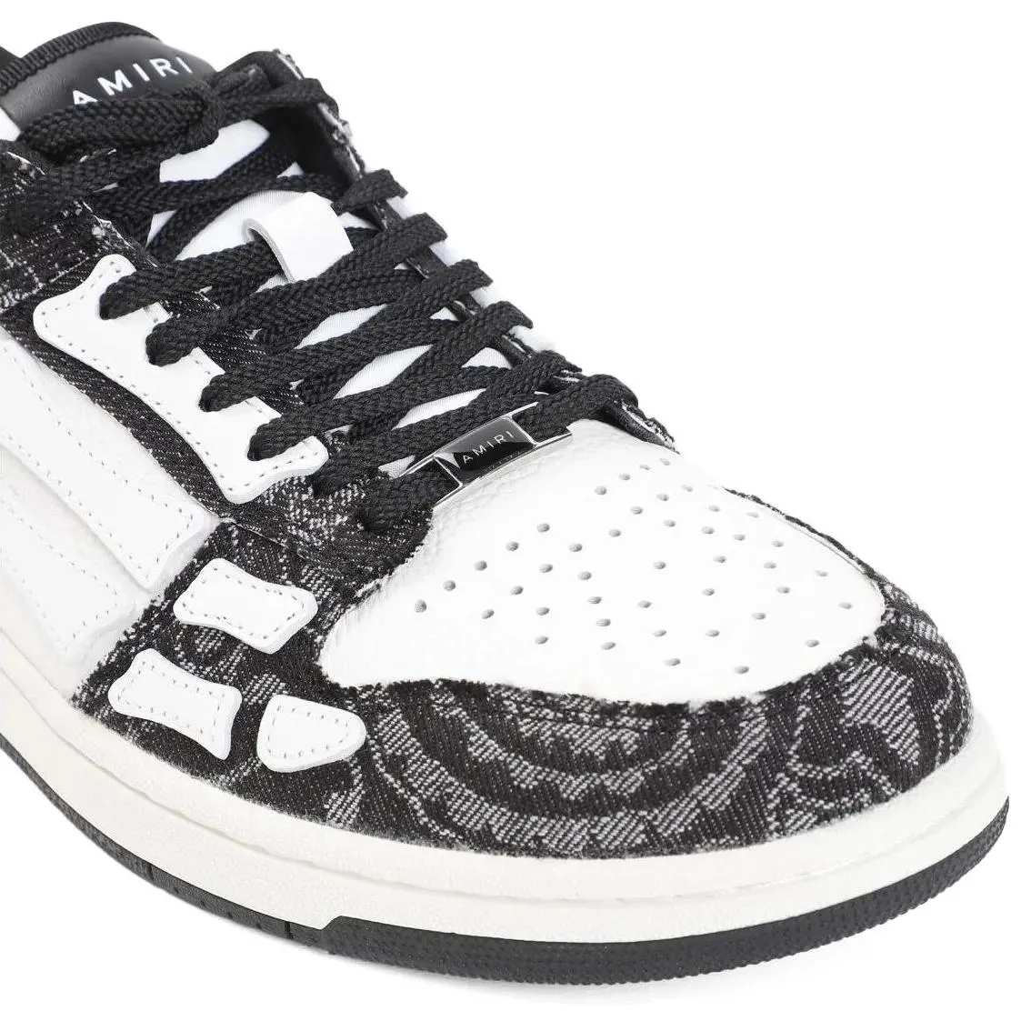 Amiri Bandana Denim Skeleton Top Low Sneakers Black 