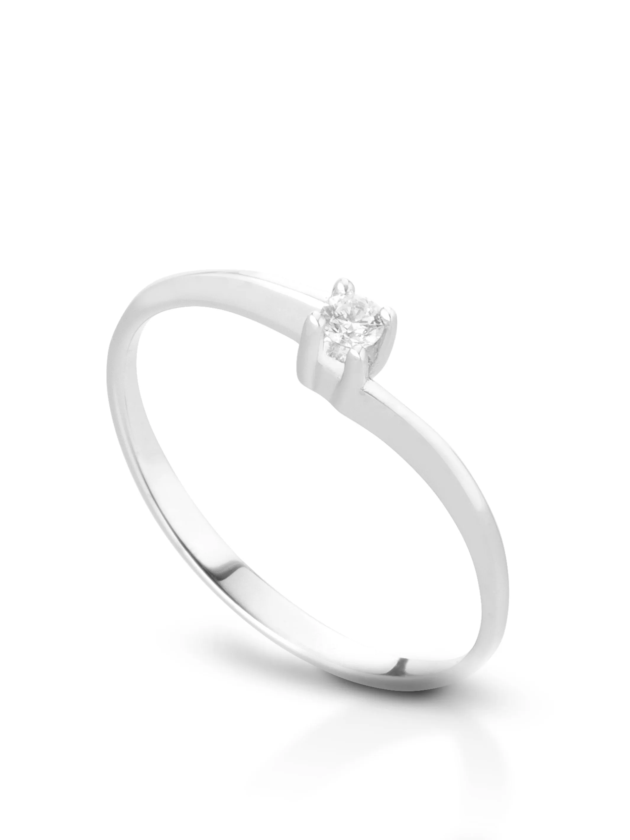 Anello Solitario in Oro bianco e Diamanti ANS185