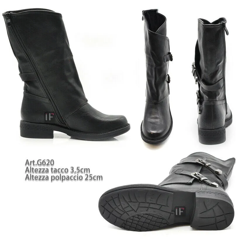 Anfibi Biker Stivaletti Stivali Motociclista Tronchetti Scarpe Da Donna G620