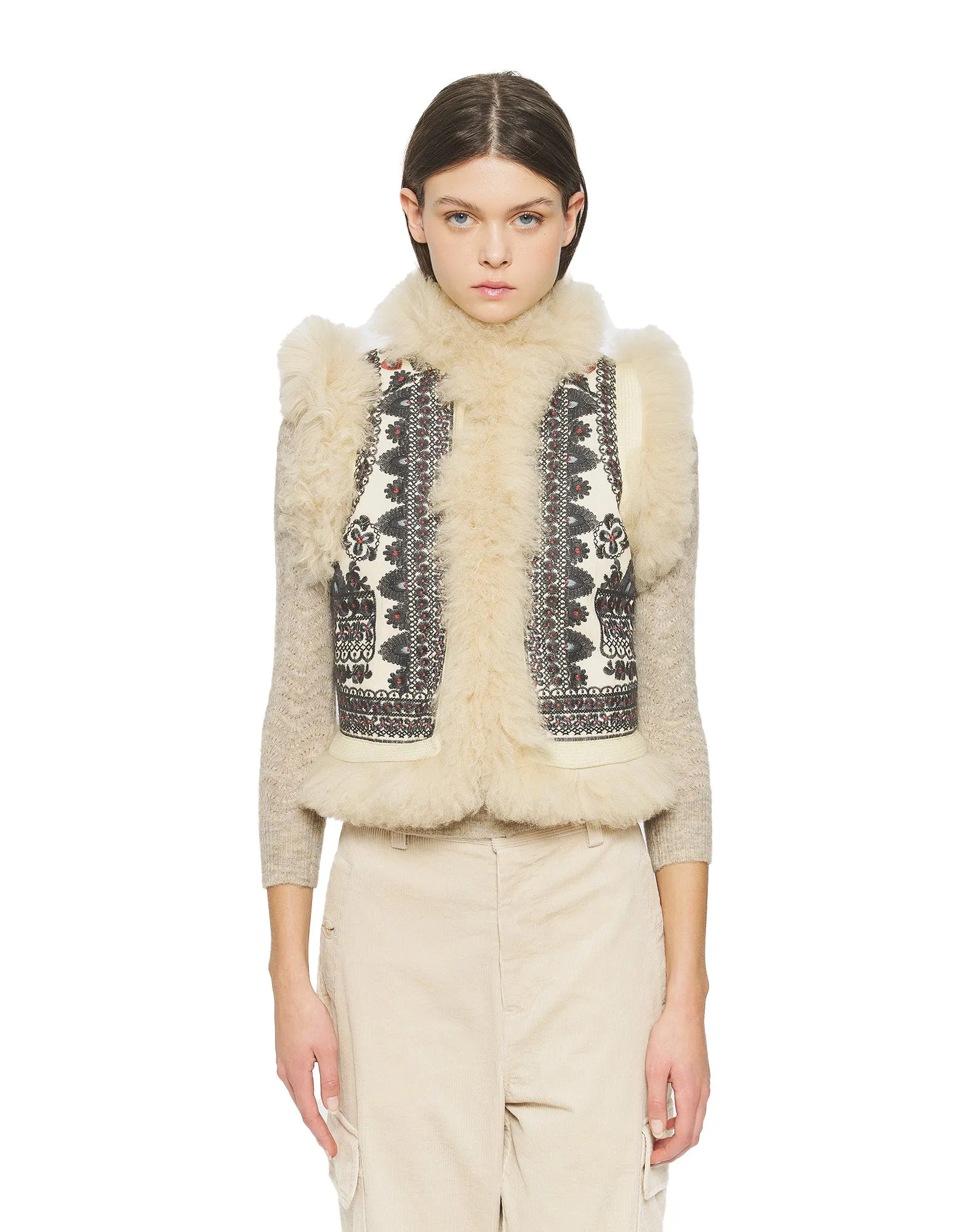ANTIK BATIK Gilet Ricamato Sandor Cream