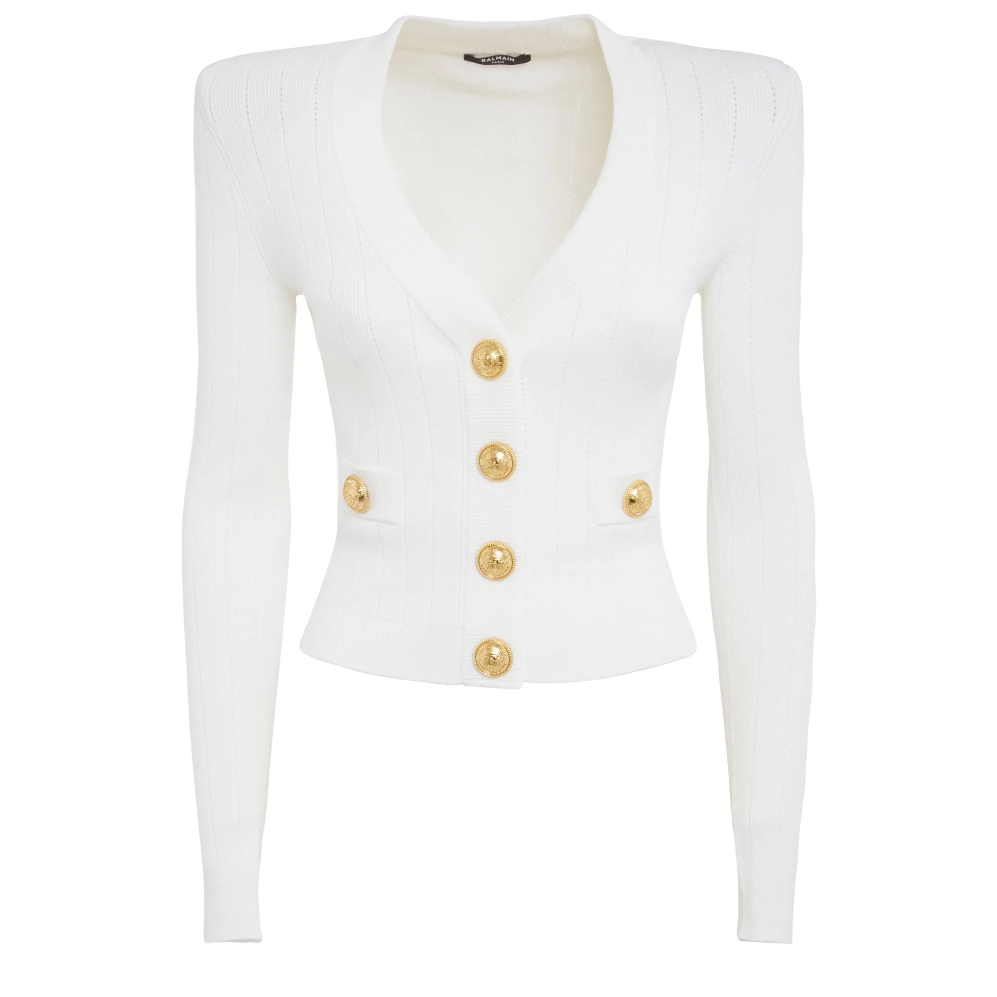 BALMAIN  Cardigan in tessuto bianco