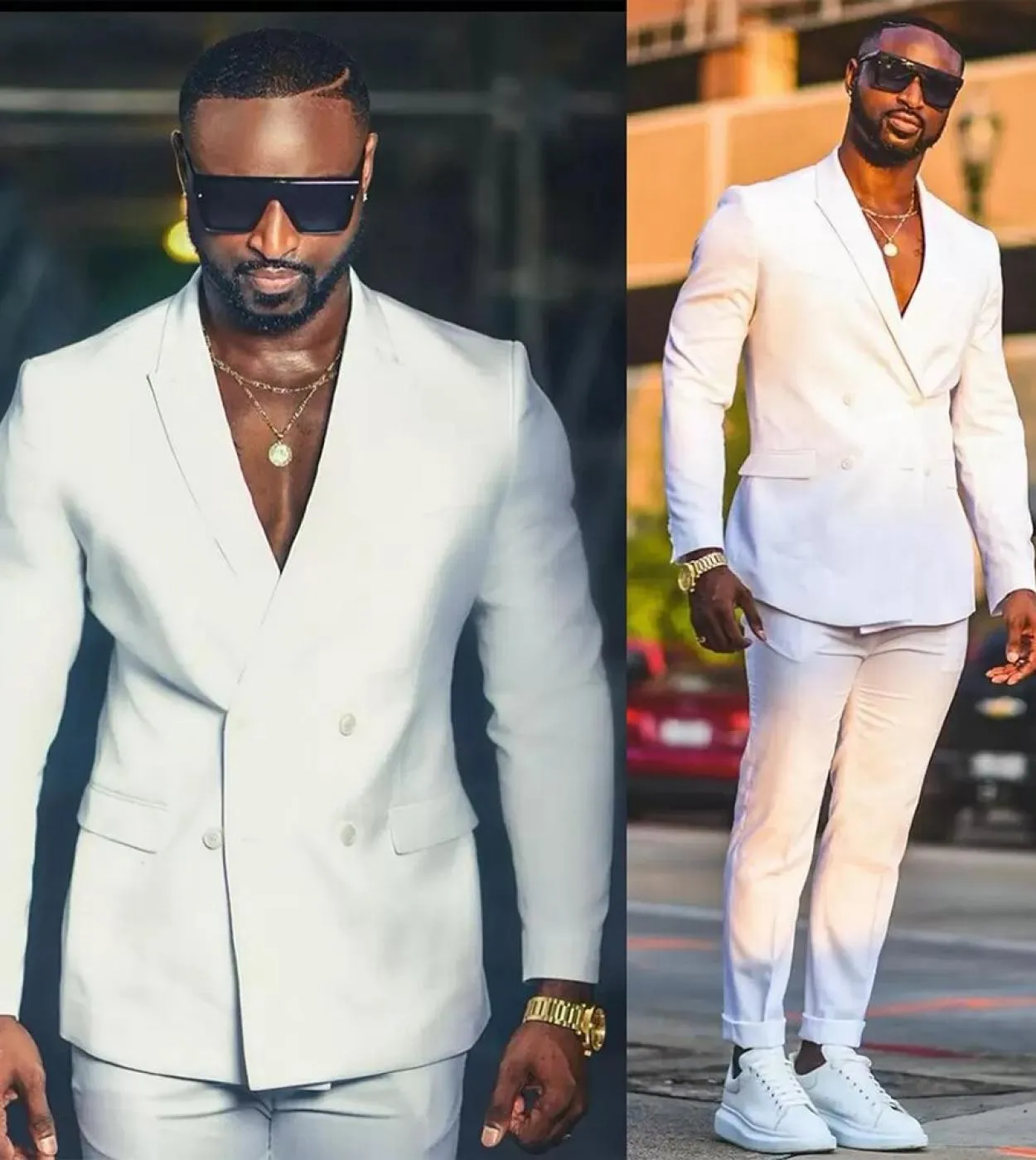Bianco Fashion Wedding Party Business Casual Slim Fit Suit per uomo Peak risvolto doppio petto giacca e pantaloni Costume Ho