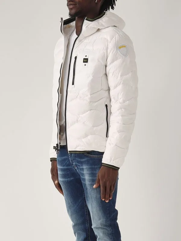 BLAUER  Piumino uomo Blauer Wave in nylon lucido Bianco Ottico