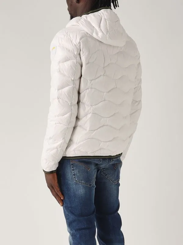 BLAUER  Piumino uomo Blauer Wave in nylon lucido Bianco Ottico
