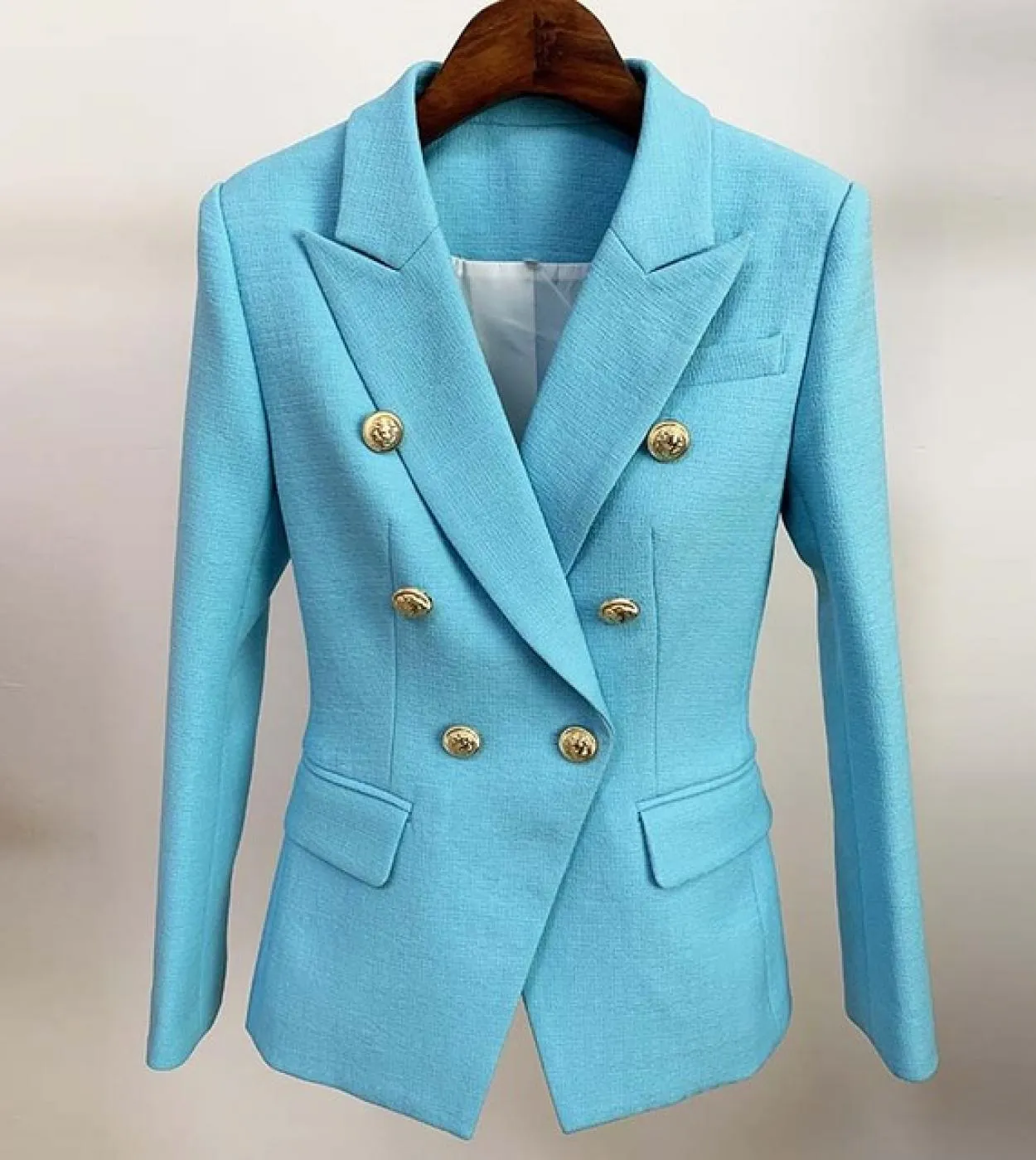 Blazer di alta qualità più nuovo 2023 Designer di passerella Giacca da donna classica con bottoni a forma di leone Doppio petto