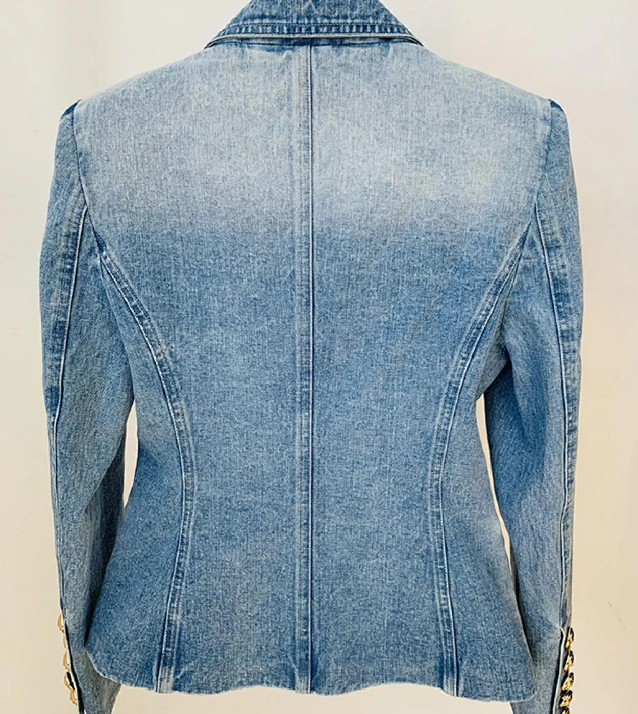 Blazer giacca di jeans di alta qualità da donna Nuovo design Slim doppio petto con bottoni a forma di leone Abiti Blazer di jean