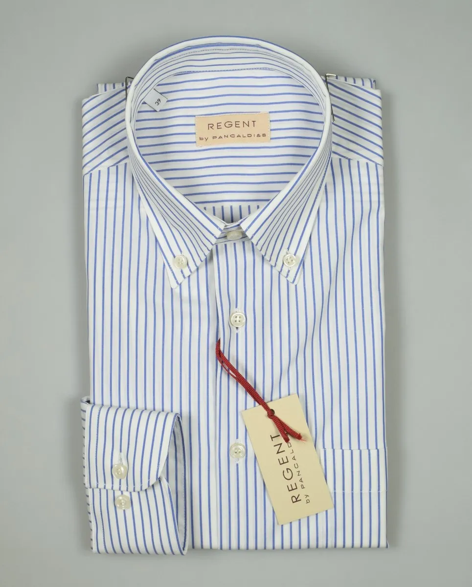 Blue striped pancaldI shirt button down with pocket
