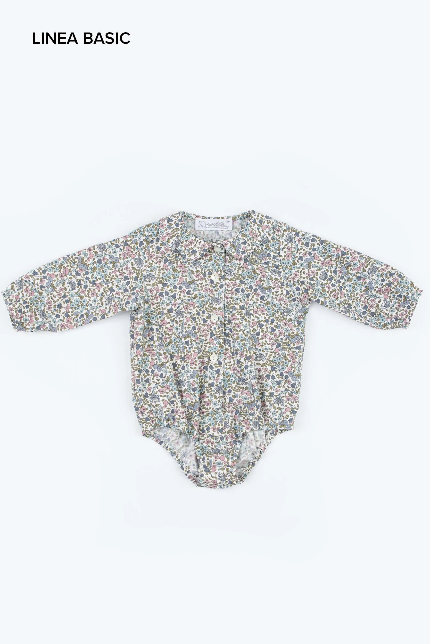 Body camicia neonata fiore blu rosa