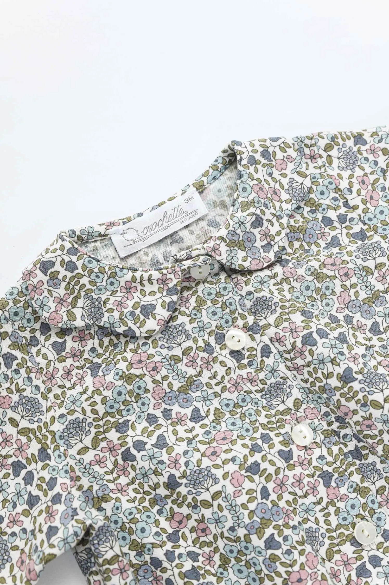 Body camicia neonata fiore blu rosa