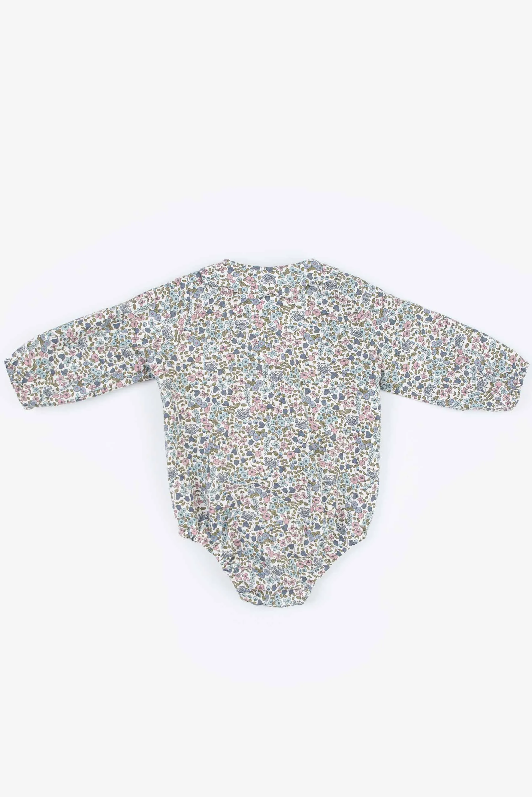 Body camicia neonata fiore blu rosa