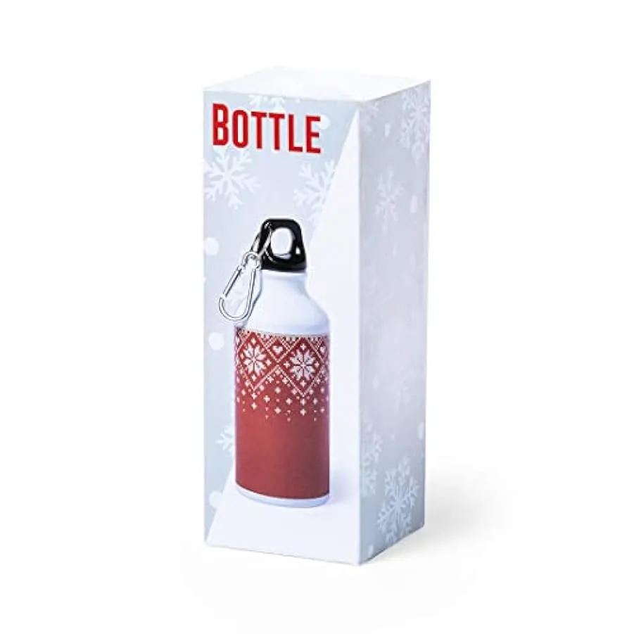 Borraccia piccola sportiva in Alluminio Metallo da 400 ml Babbo Natale Rossa mini Natalizia Regalo con Tappo Senza perdite adatt