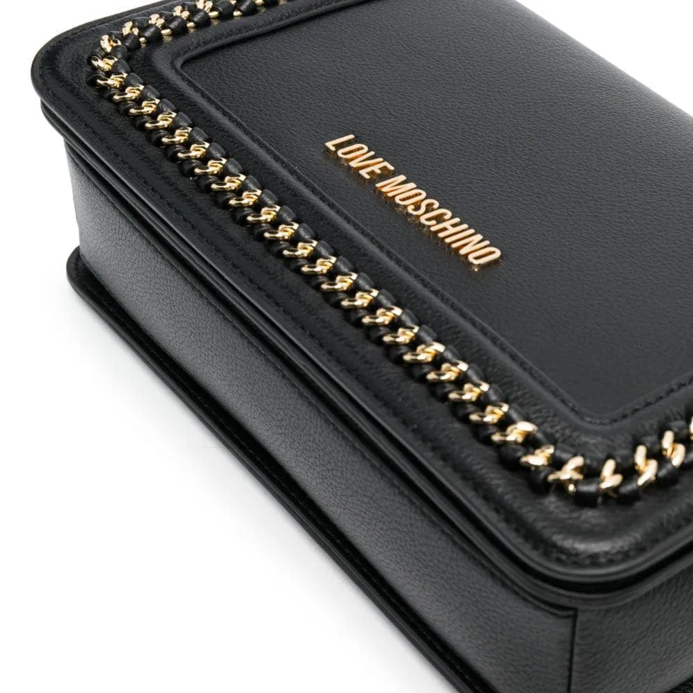 Borsa Donna a Spalla e a Tracolla LOVE MOSCHINO Nera con Catena Gioiello