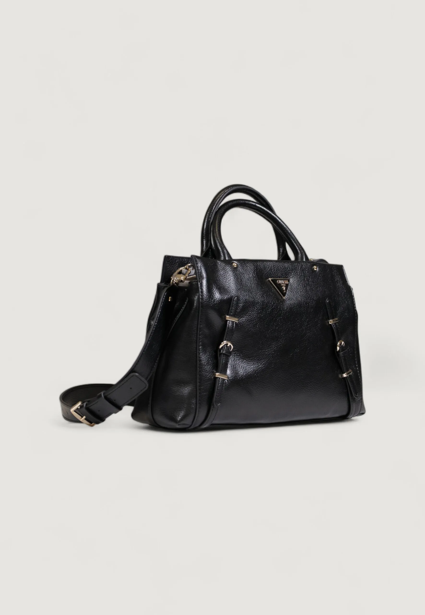 Borsa Guess LEVIA TRI COMPARTMENT SATCHEL Nero