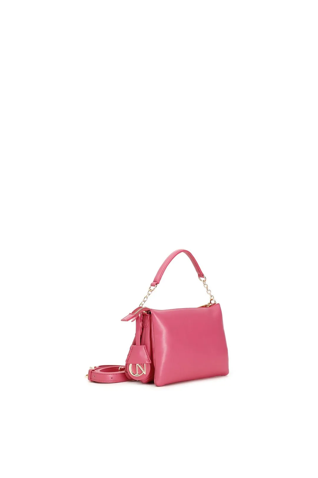 borsa morbida con zip e infilature ai bordi fuxia