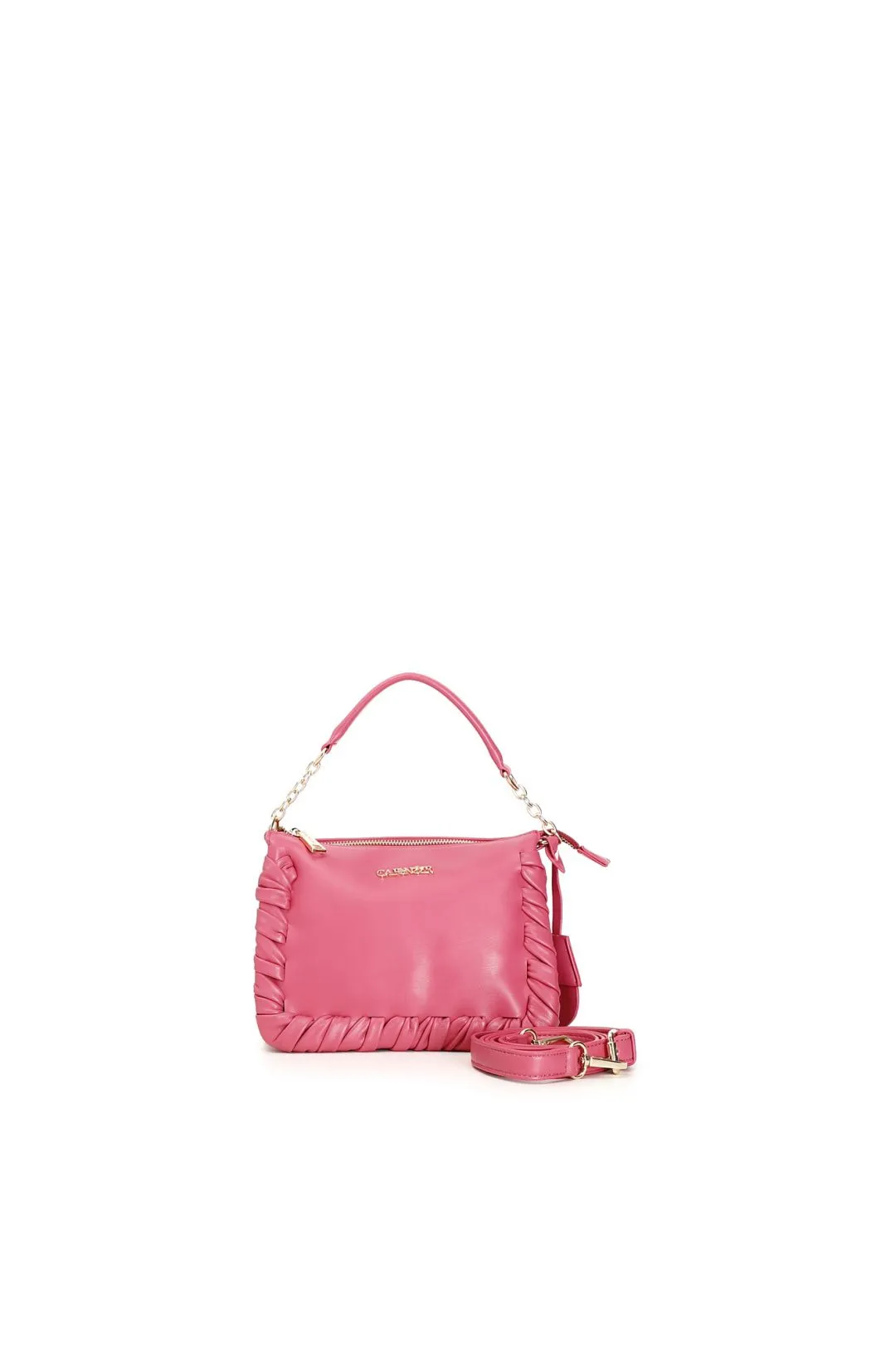 borsa morbida con zip e infilature ai bordi fuxia
