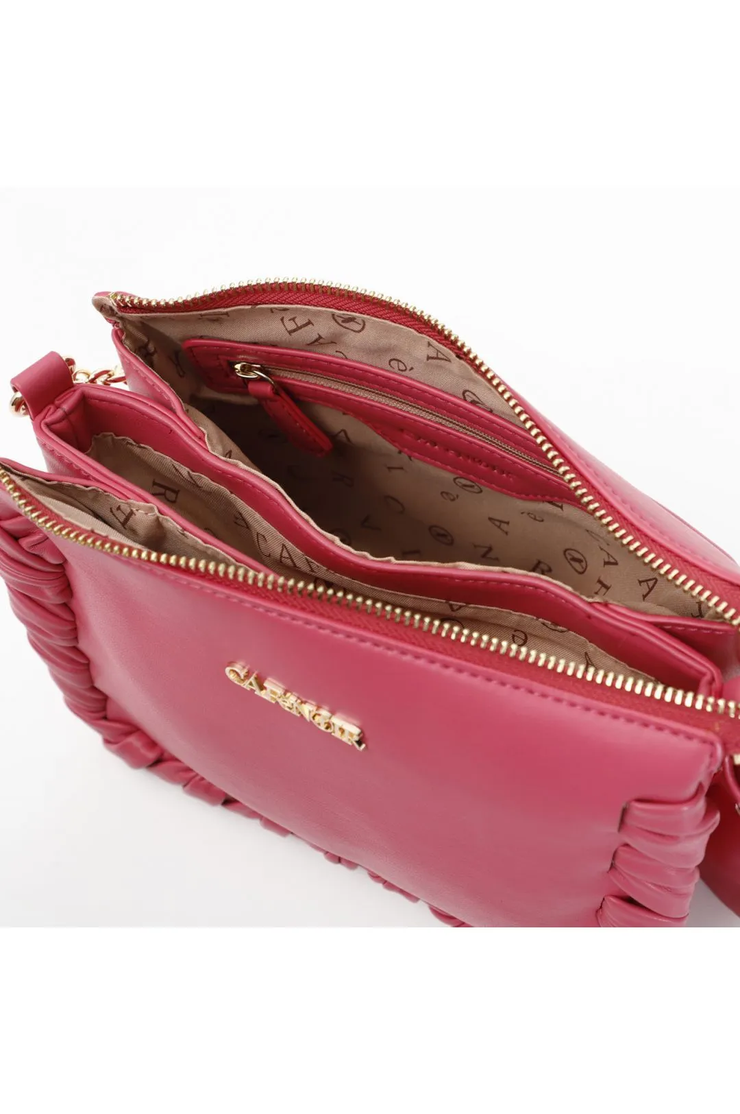 borsa morbida con zip e infilature ai bordi fuxia