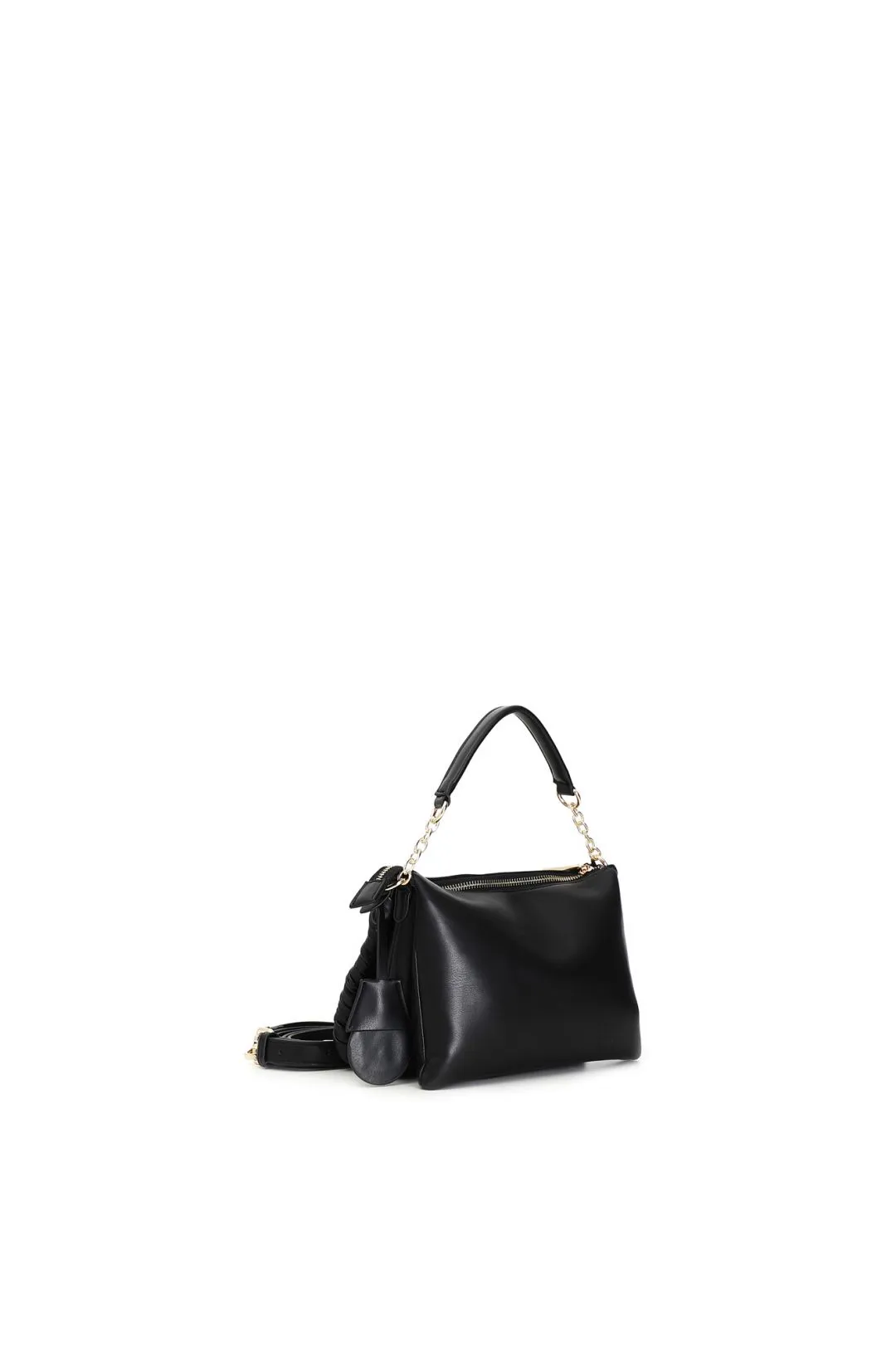 borsa morbida con zip e infilature ai bordi nero