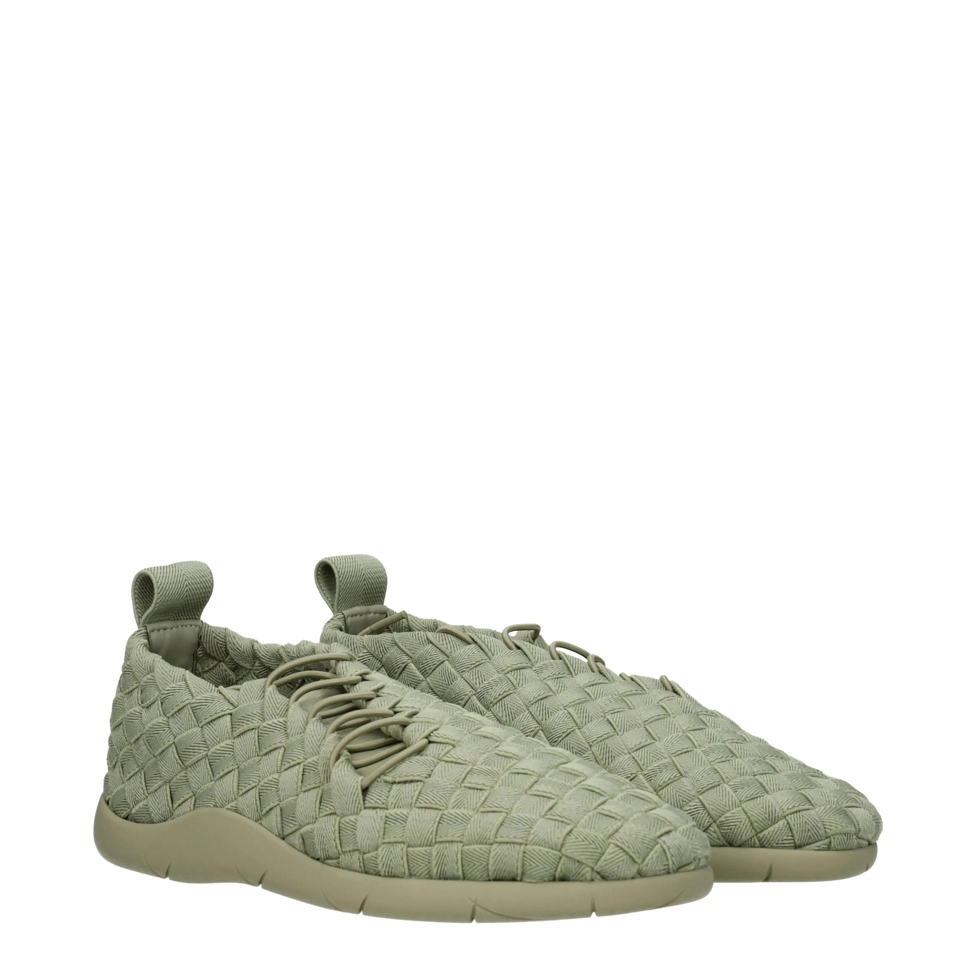 Bottega Veneta Sneakers Uomo Tessuto Verde/Travertino