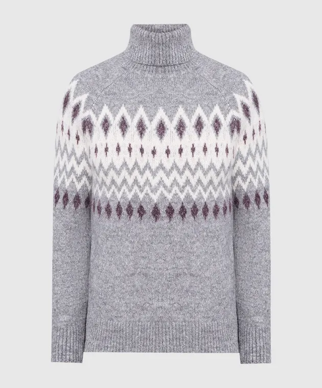 Brunello Cucinelli Maglione grigio con fantasia MSO504303