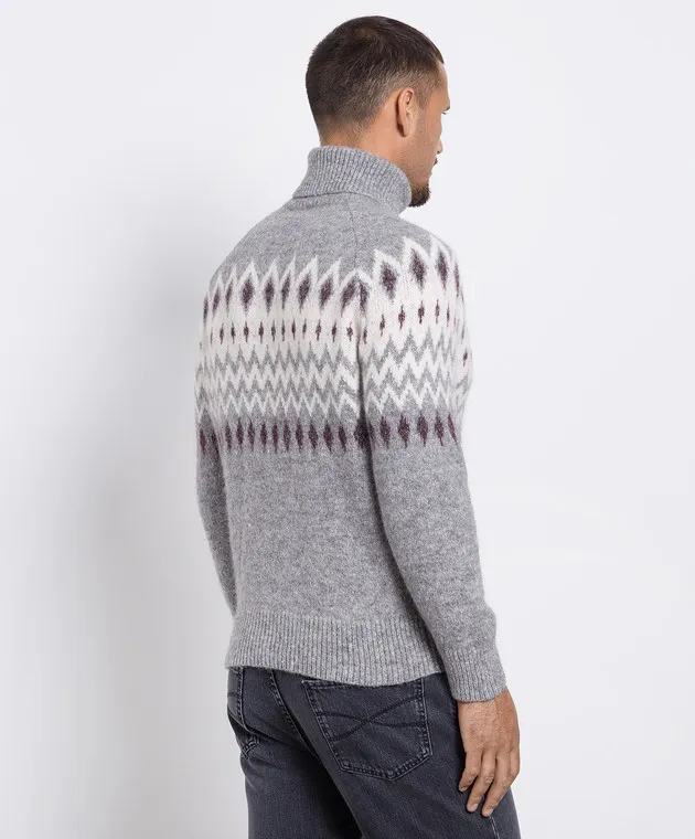 Brunello Cucinelli Maglione grigio con fantasia MSO504303
