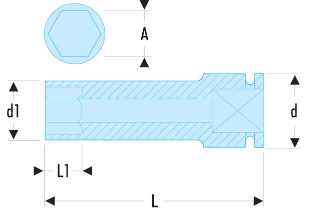 Bussole Impact 1/2" lunghe esagonali metriche - NSB