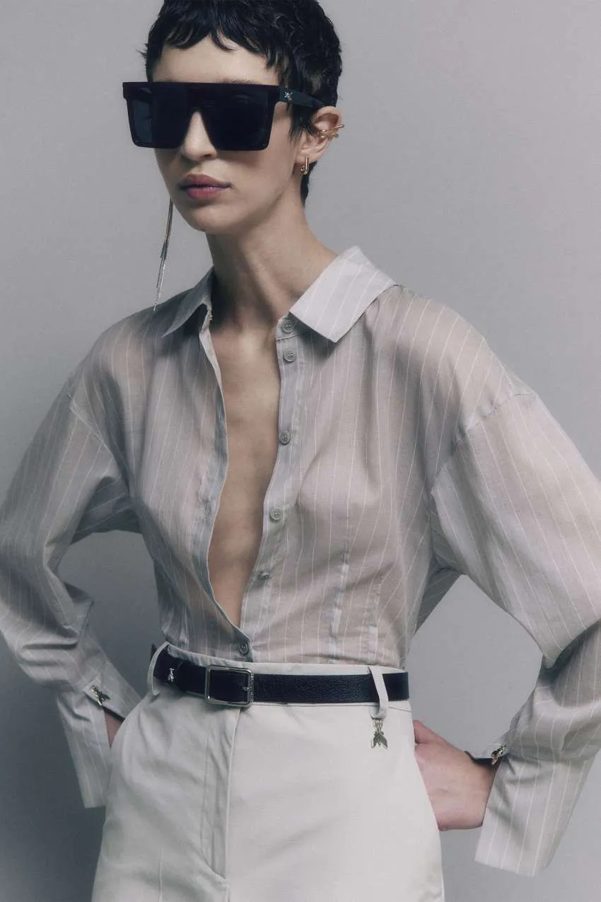 Camicia gessata in cotone     