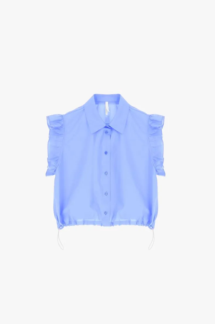 Camicia in puro cotone con volant e fermacorda