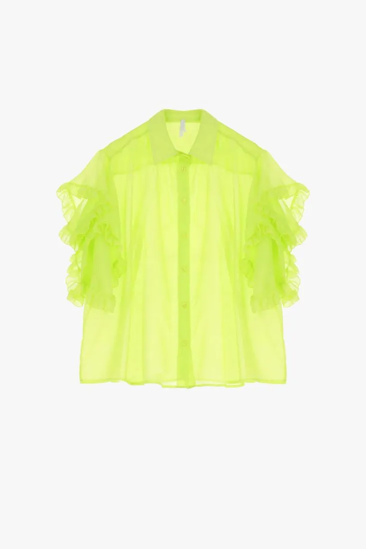 Camicia oversize con volant e drappeggi