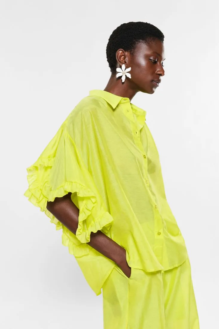 Camicia oversize con volant e drappeggi