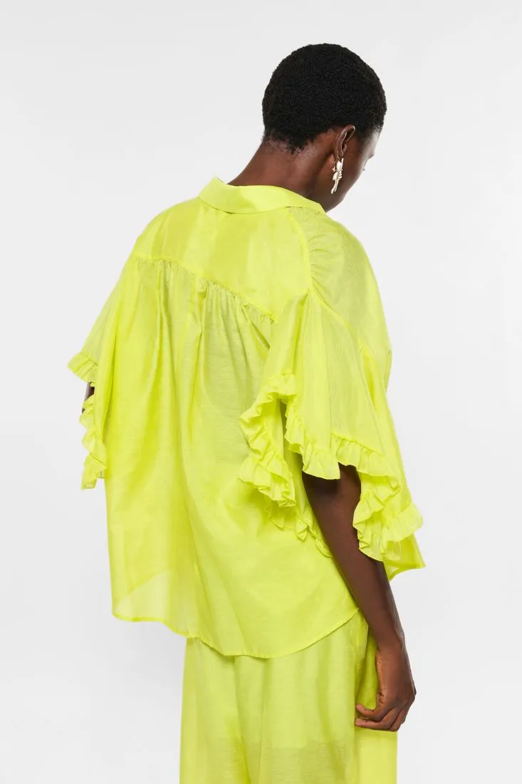 Camicia oversize con volant e drappeggi
