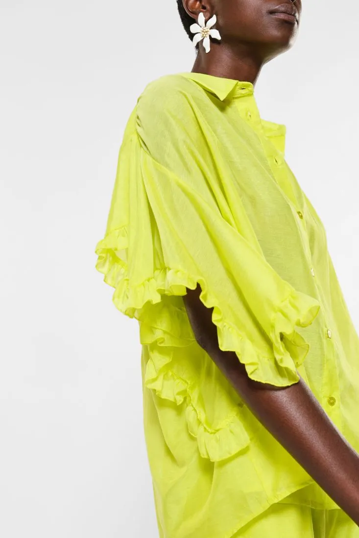 Camicia oversize con volant e drappeggi