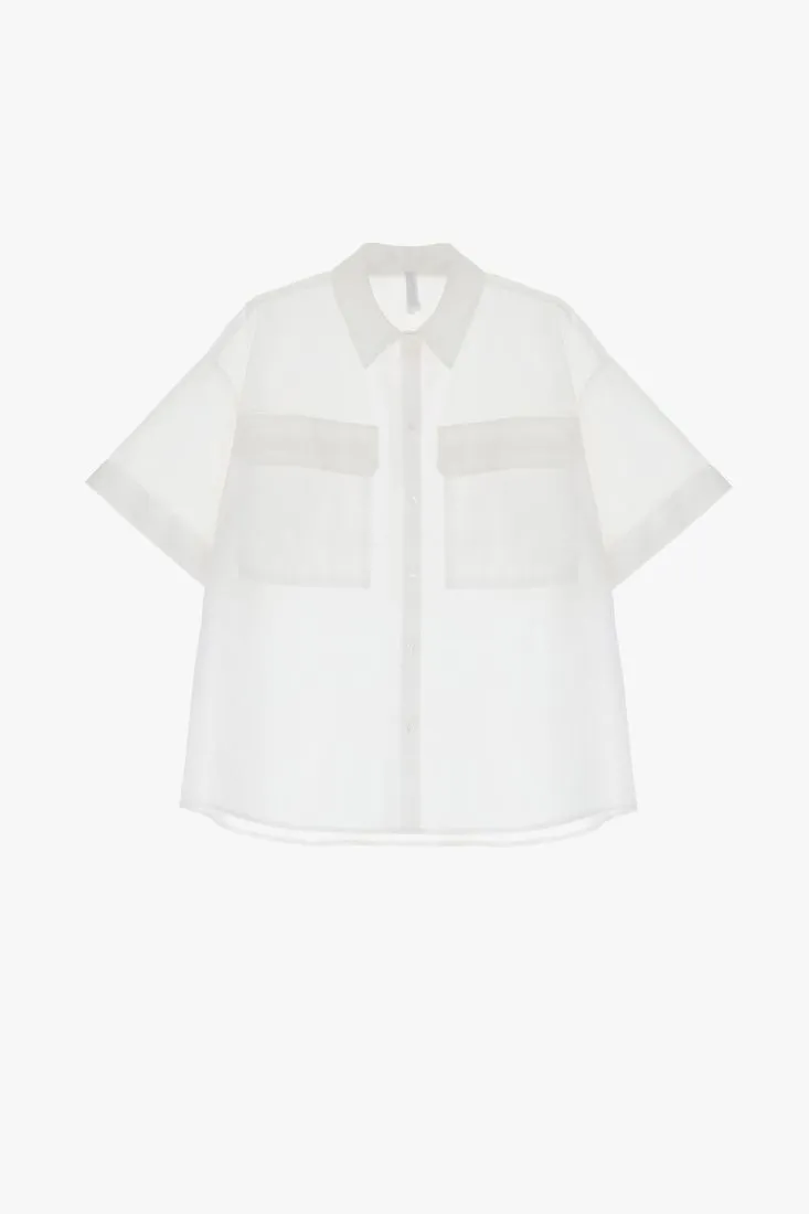 Camicia oversize in puro cotone con maniche corte