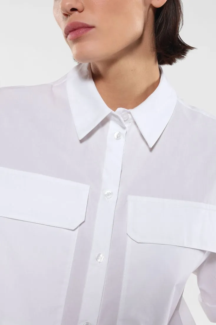 Camicia oversize in puro cotone con maniche corte
