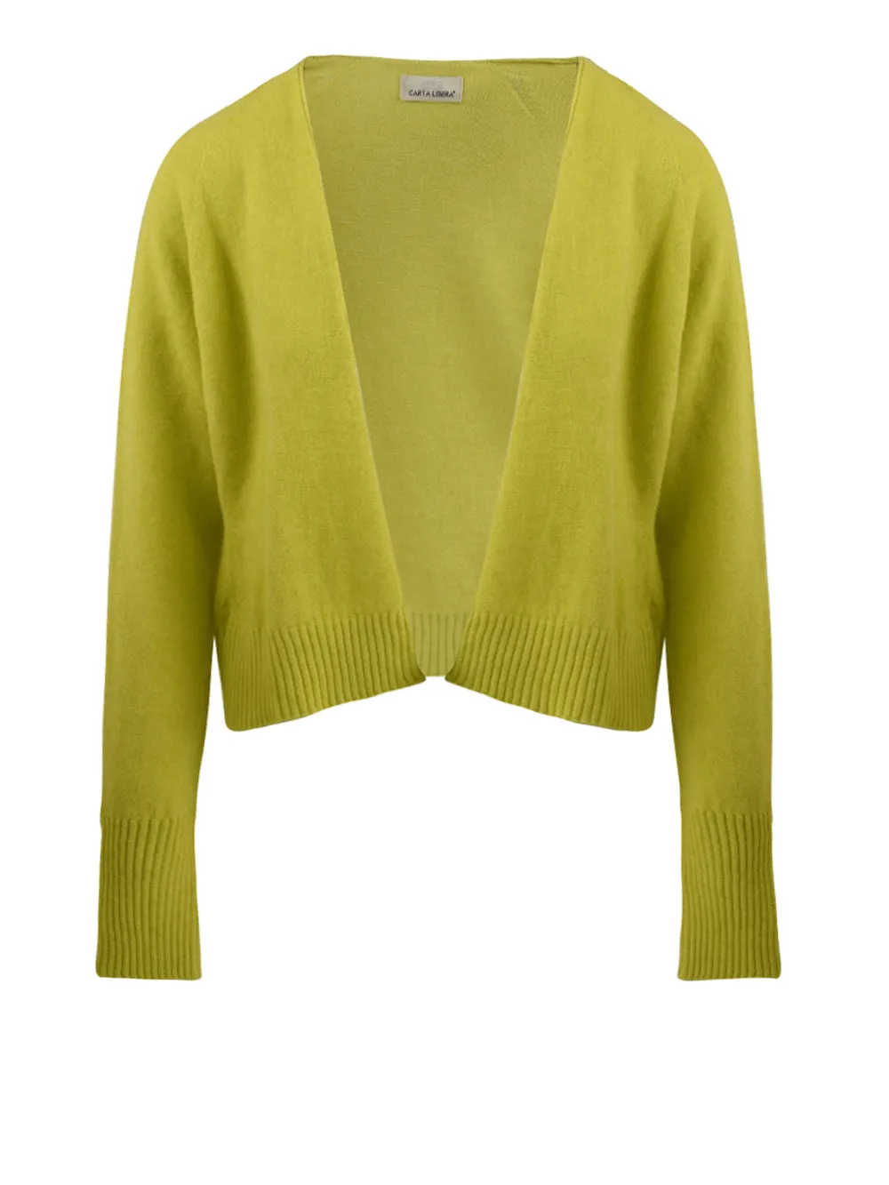Cardigan Donna giallo con orli a costine