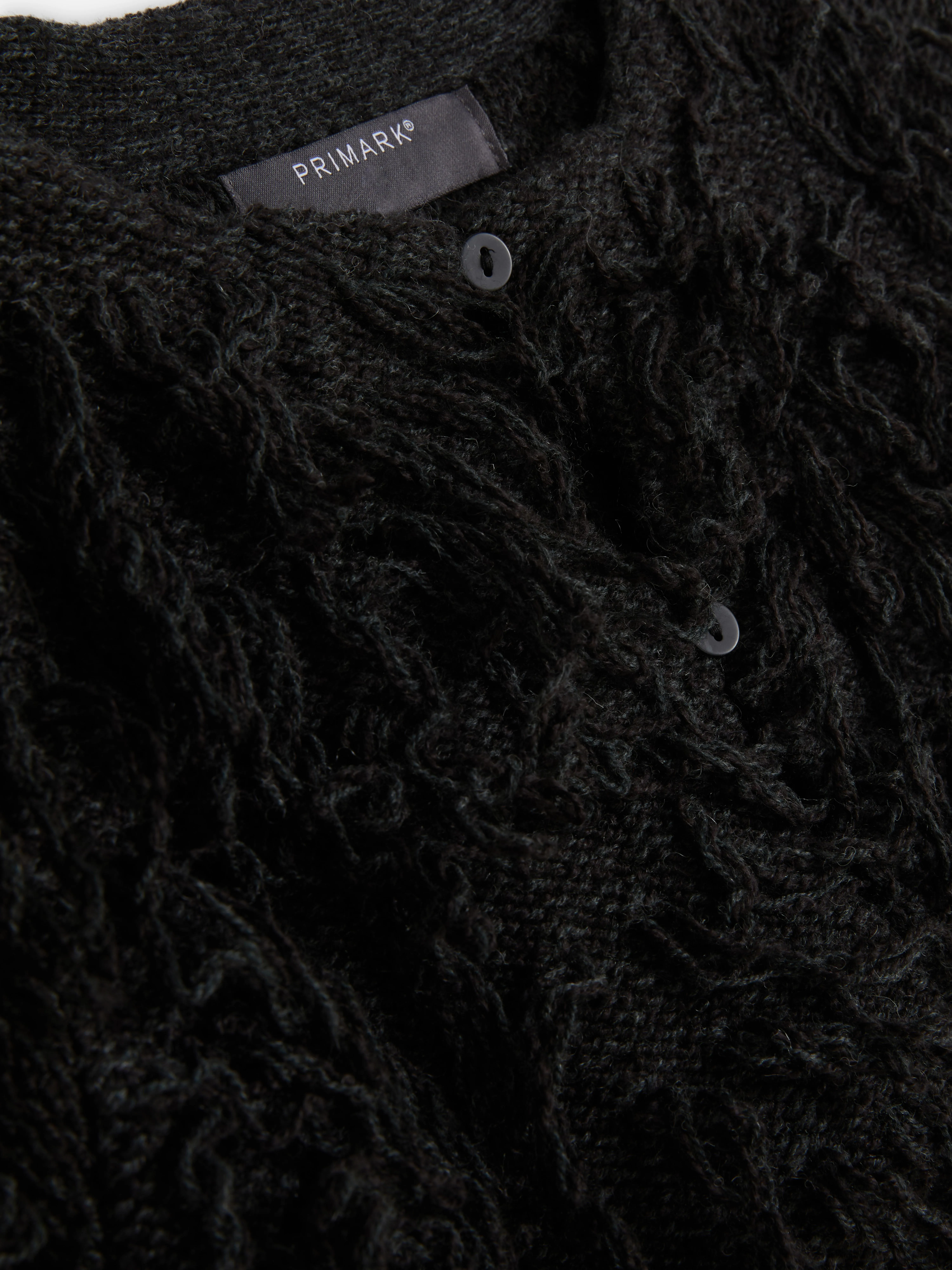 Cardigan girocollo a pelo lungo