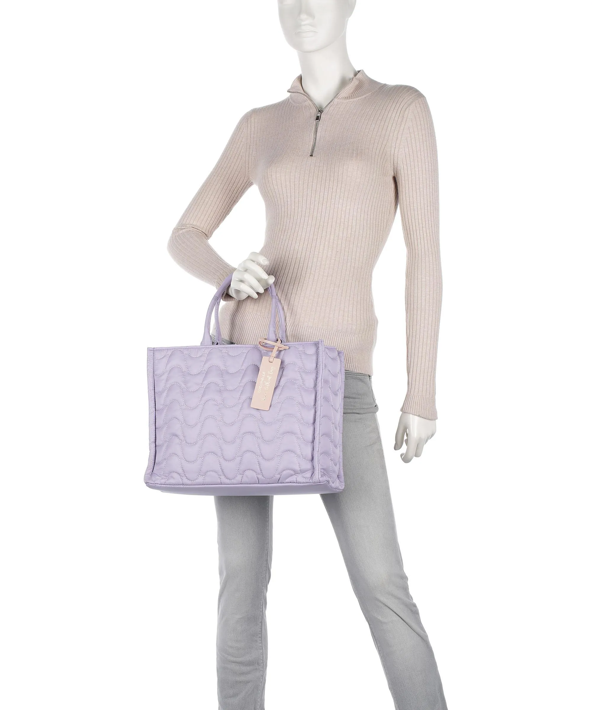  Coccinelle Never Without Bag Monogram Borsa a mano tissu lavanda  