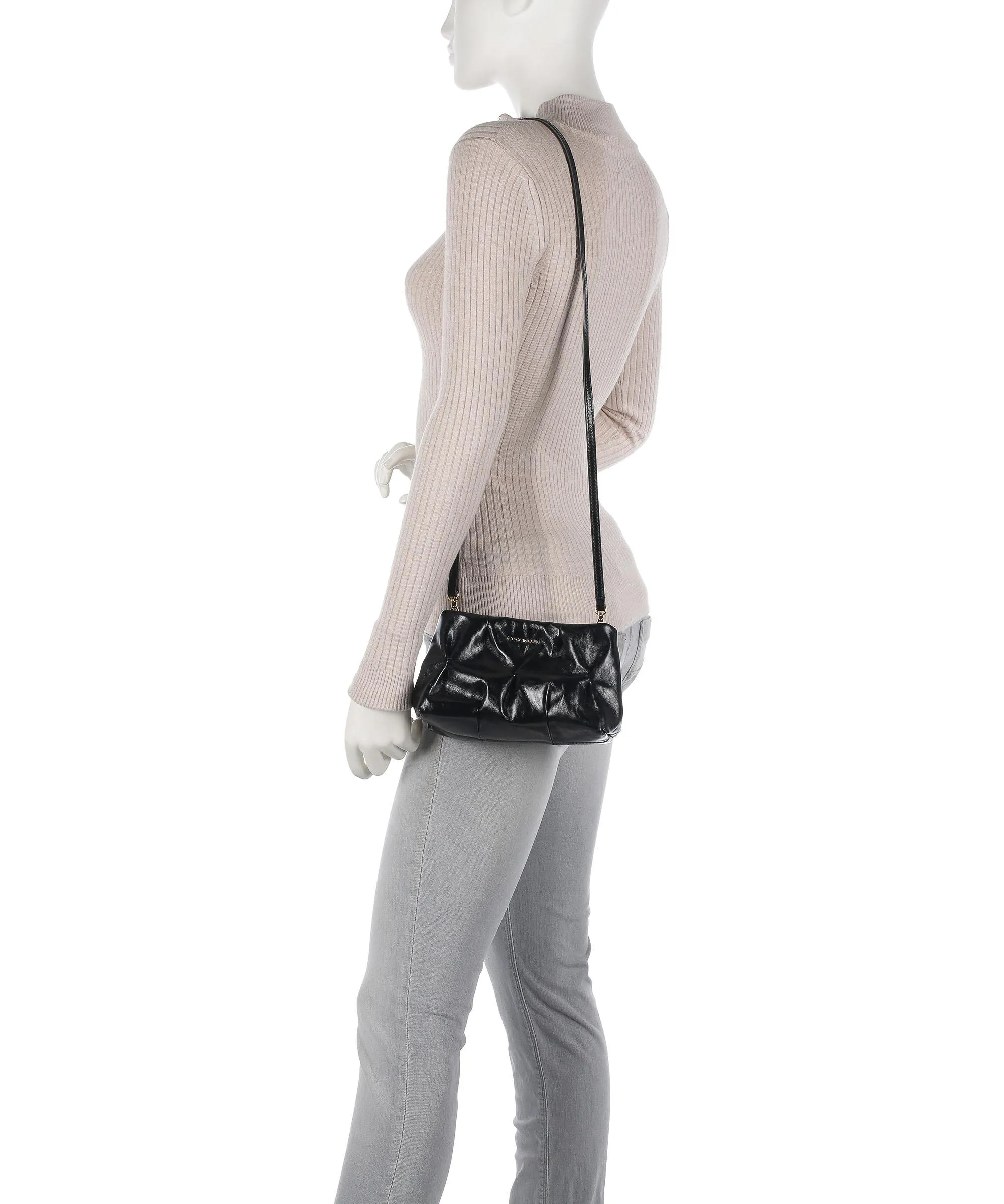  Coccinelle Ophelie Goodie Rock Borsa a spalla pelle a grana fine nero  