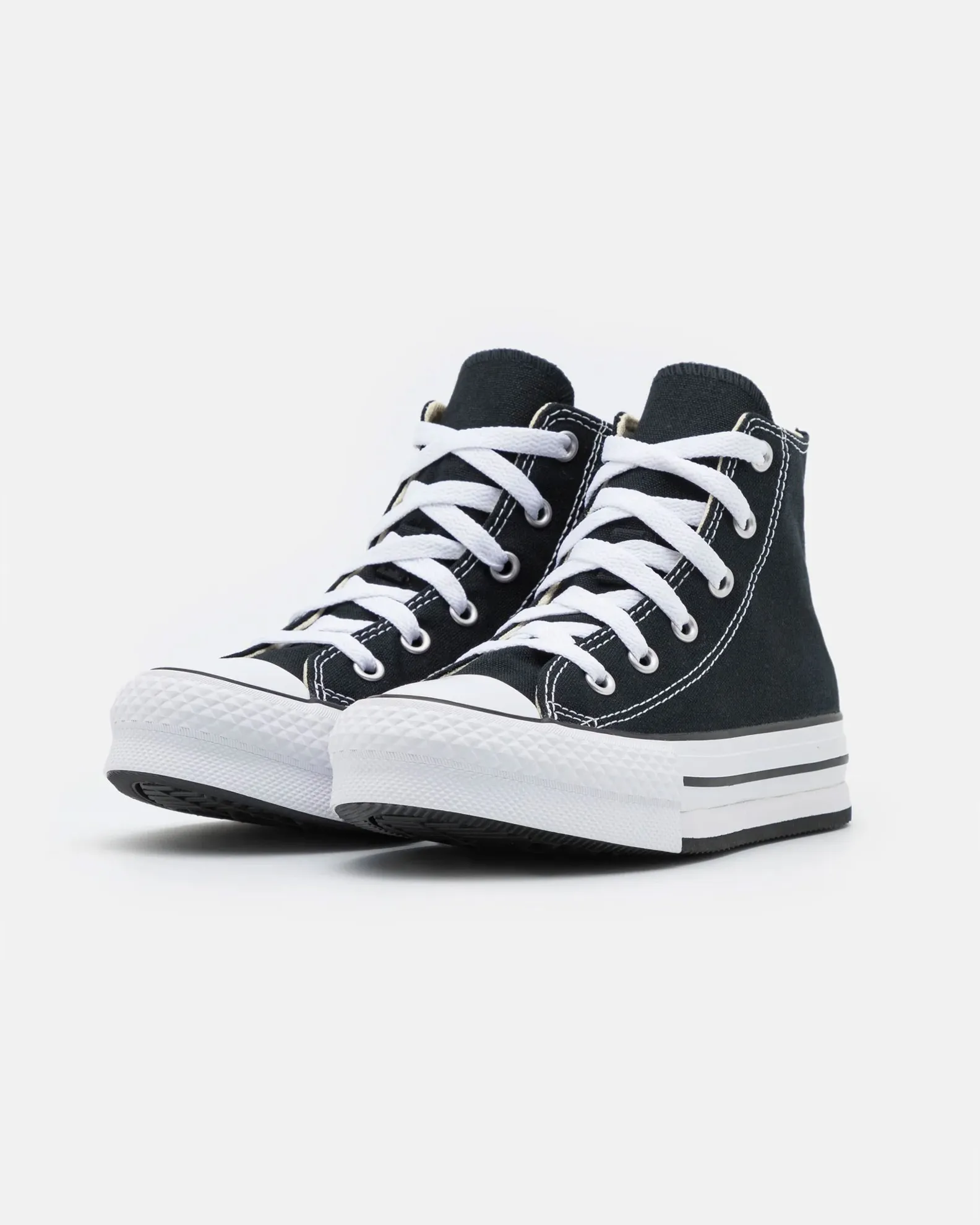 CONVERSE - Sneaker platform in tela nera e bianca da bambina, numerata 31/35 - CHUCK TAYLOR ALL STARS LIFT PLATFORM             
